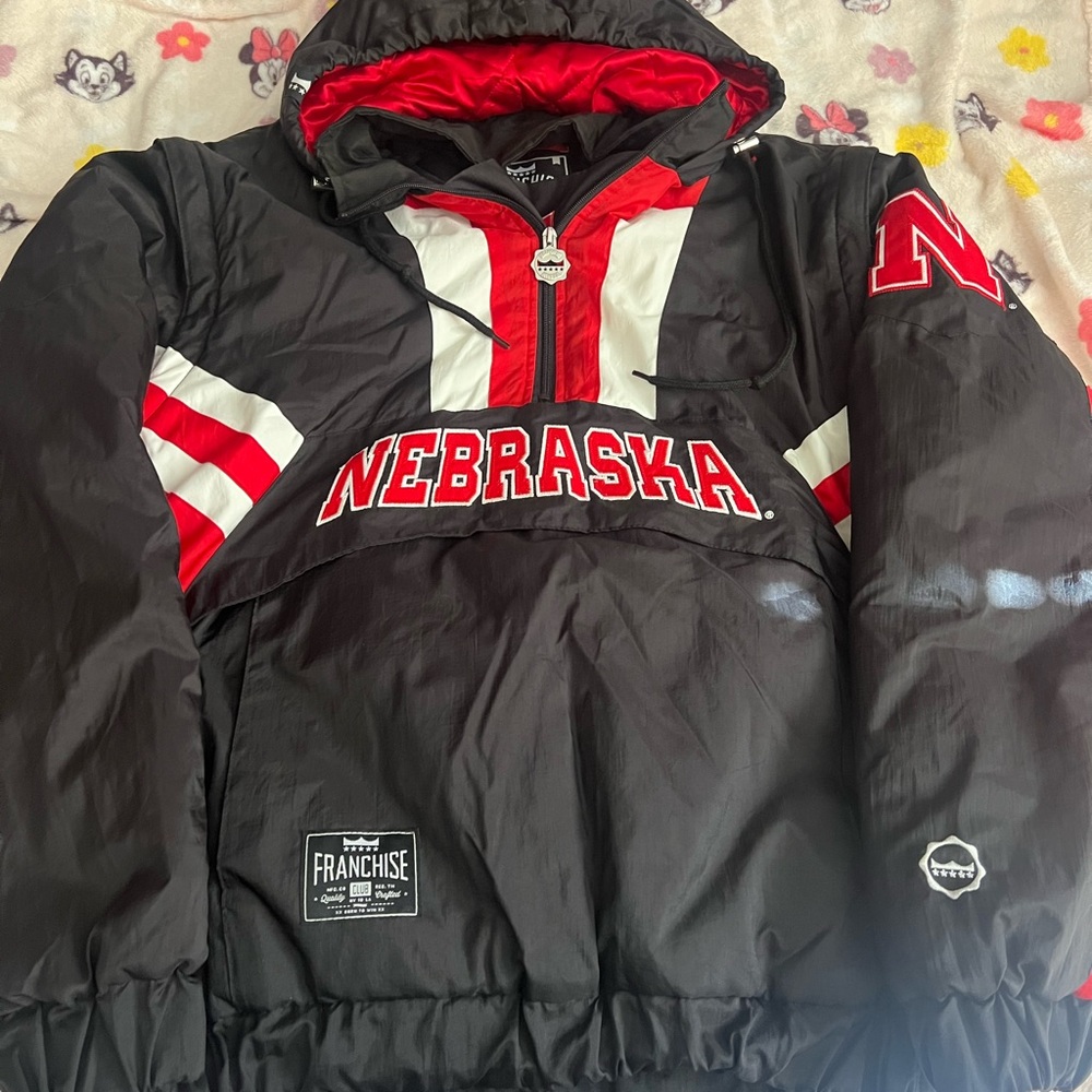 Nebraska Cornhuskers Puffer Jacket Large Dylan Raiola Franchise Club Black Red